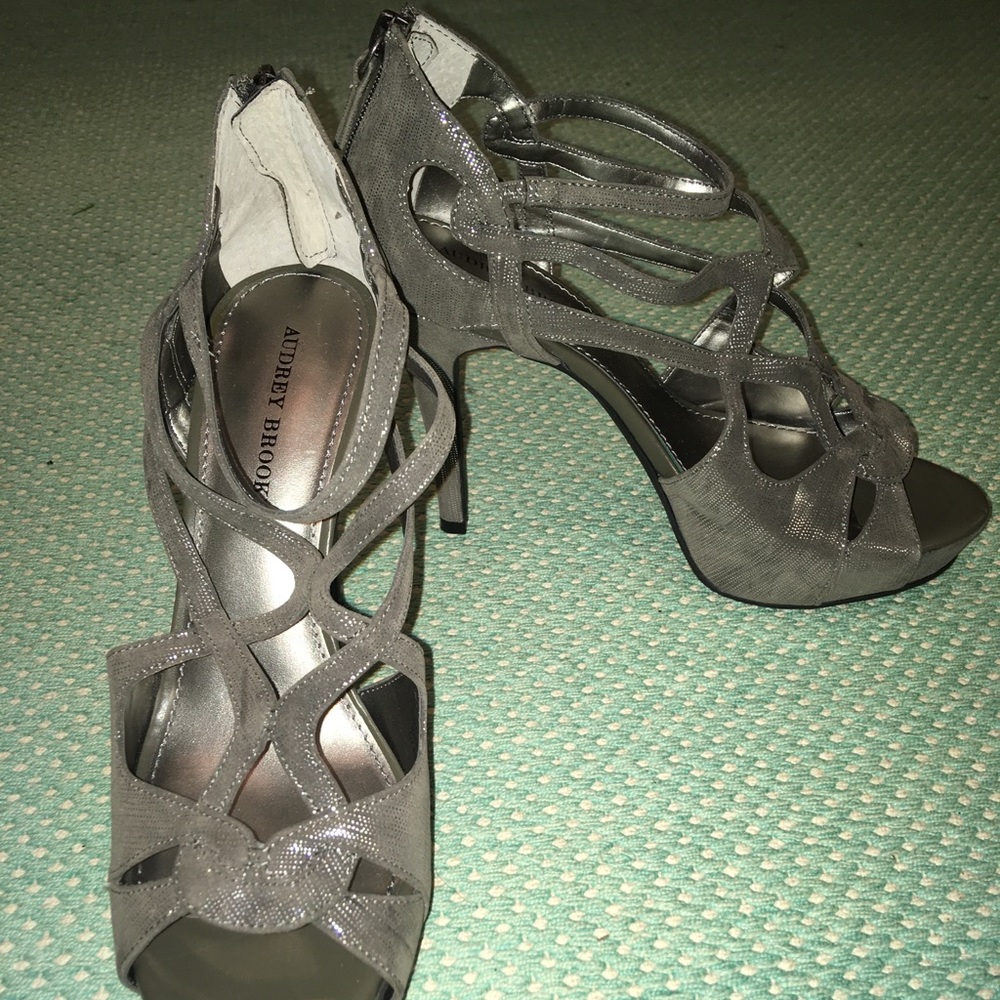 Scrappy metallic silver heels
